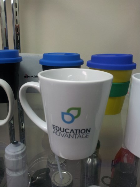 Coffee Mugs for Education Advantage Logo
