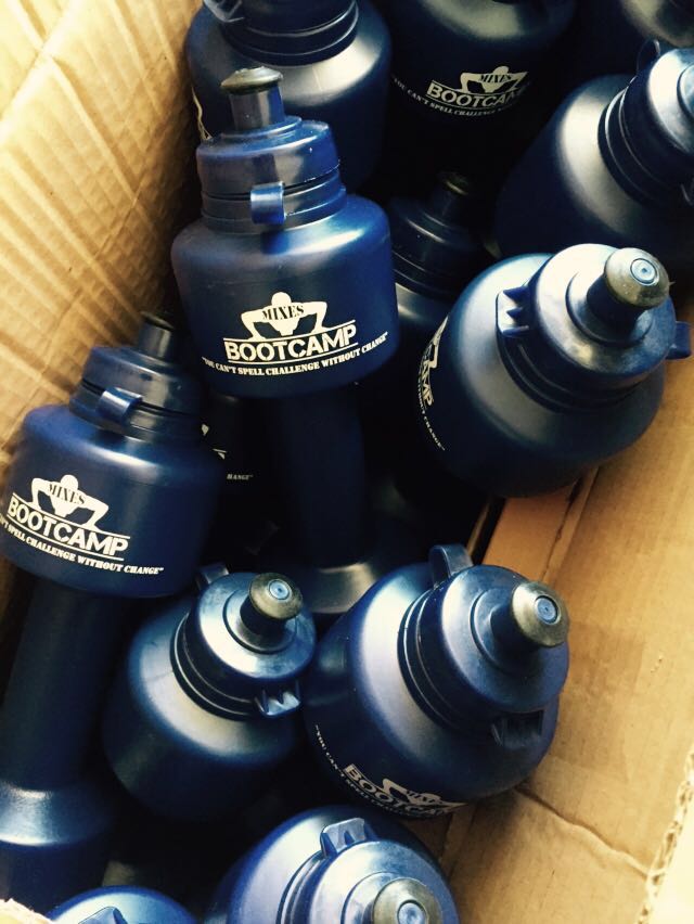 Dumbbell sports drink bottles for bootcamp