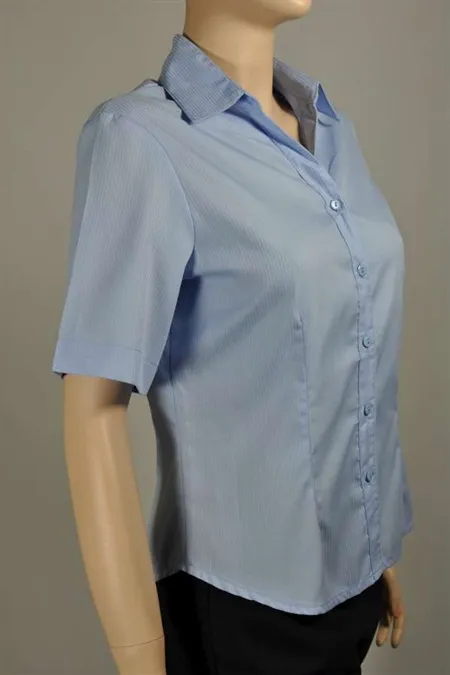 Ladies Short Sleeve Self-stripe Shirt Wrinkle Free_5