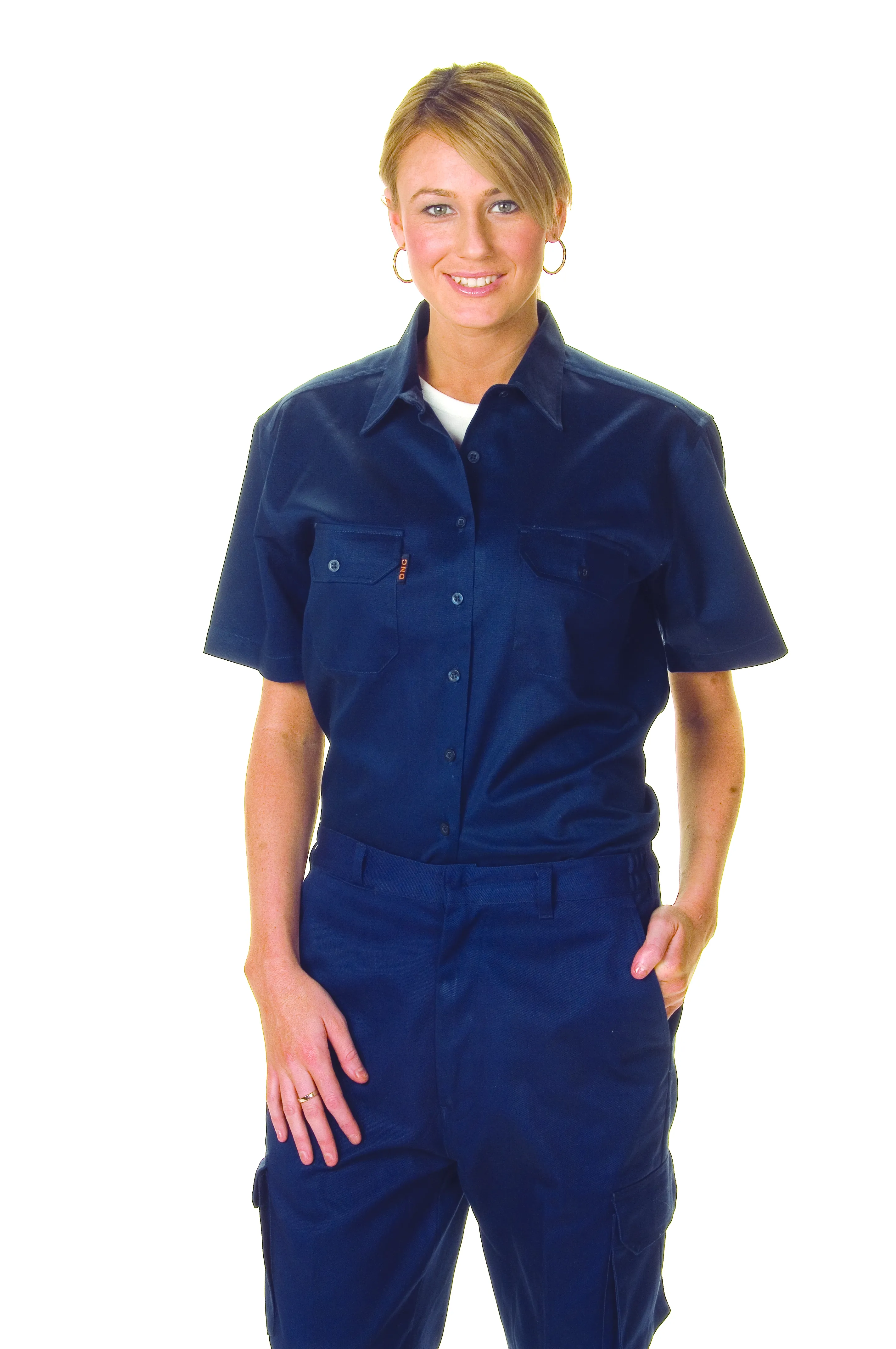 Ladies Cotton Drill Work Shirts Short Sleeve_1