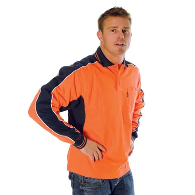 Poly cotton Contrast Panel Polo L s_1