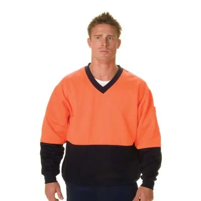 Hi Vis Two Tone Cotton Fleecy Sweat Shirt V-neck_1