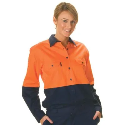 Ladies Hivis 2 Tone Cool-breeze Cotton Shirt Long Sleeve_1