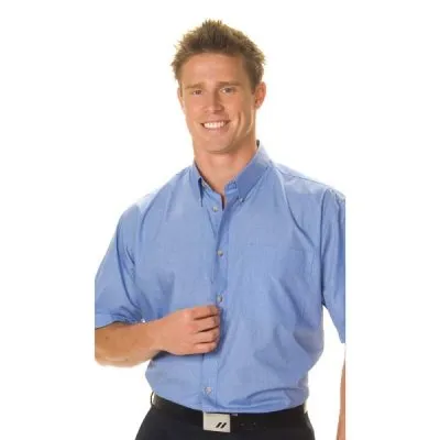 Polyester Cotton Chambray Business Shirt Short Sleeve_1