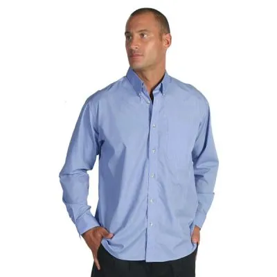 Polyester Cotton Chambray Business Shirt Long Sleeve_1