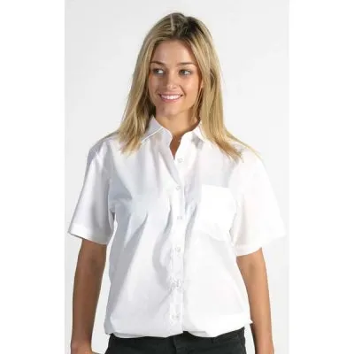 Ladies Polyester Cotton Poplin Shirt Short Sleeve_1