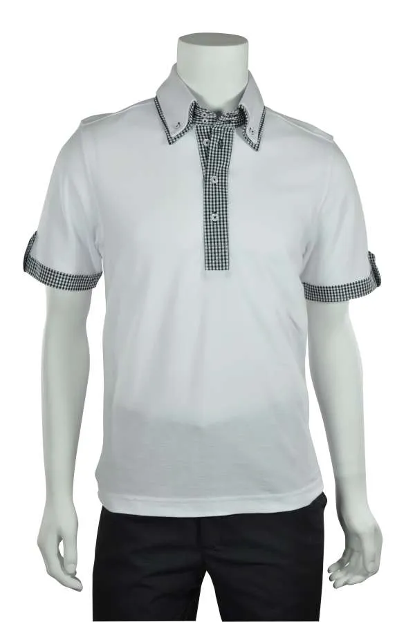 Mens Polo Shirt With Check Trim_2