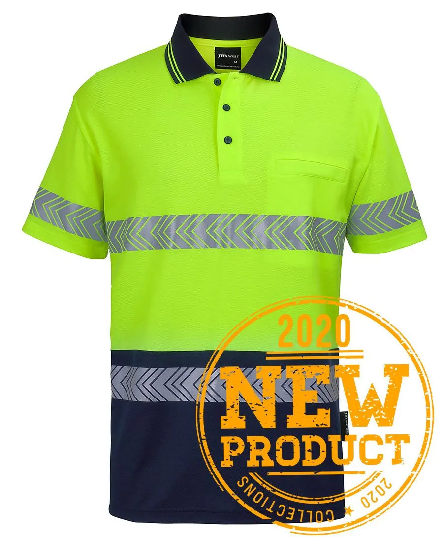 HI VIS (D+N) COTTON BACK S/S SEGMENTED TAPE POLO_1