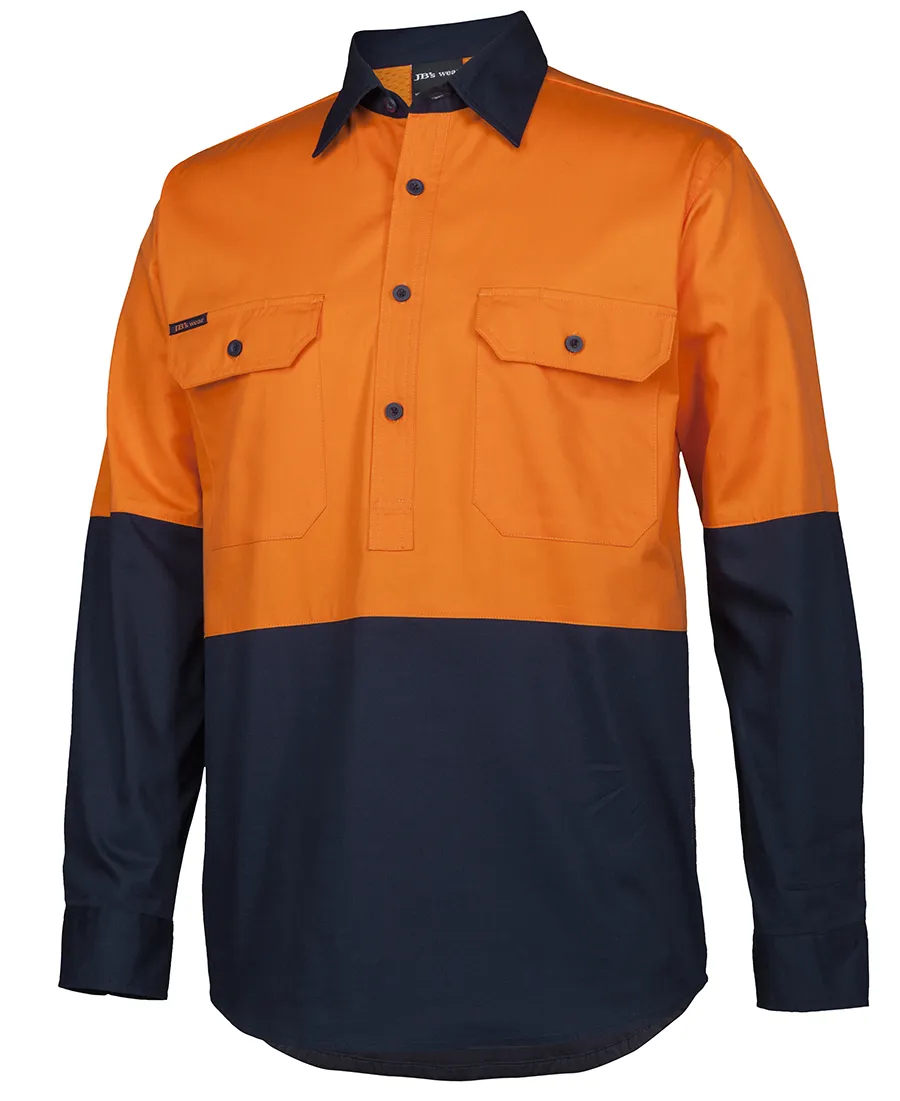 HI VIS CLOSE FRONT L/S 150G WORK SHIRT_2