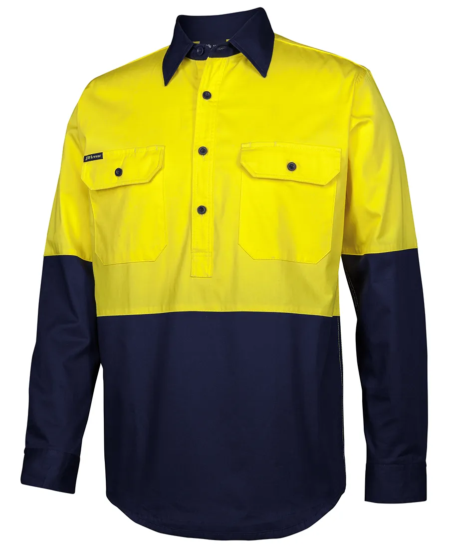 HI VIS CLOSE FRONT L/S 150G WORK SHIRT_6
