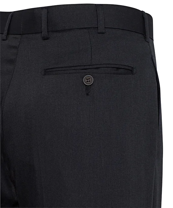 Navy Flat Front, High Twist Yarn, Nail Head Fabric Trouser_2