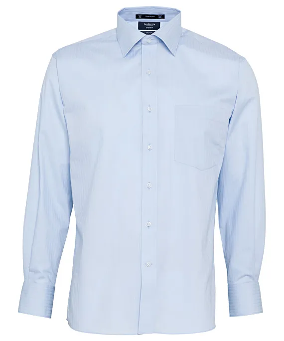 PHASE OUT STYLE - MENS EUROPEAN TAILORED FIT SHIRT COTTON POLYESTER HERRINGBONE STRIPE EASY CARE_16