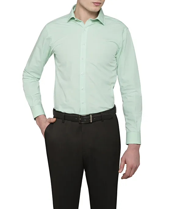 MENS EUROPEAN TAILORED FIT SHIRT COTTON POLYESTER YARN DYED CHECK EASY CARE_3