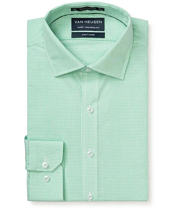 MENS EUROPEAN TAILORED FIT SHIRT COTTON POLYESTER YARN DYED CHECK EASY CARE_5