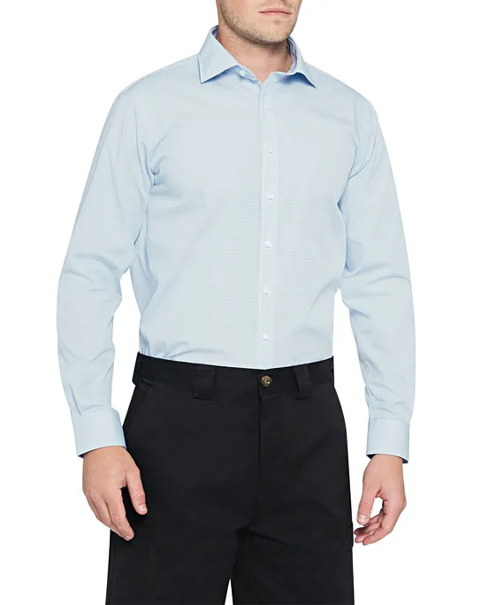 MENS EUROPEAN TAILORED FIT SHIRT COTTON POLYESTER YARN DYED CHECK EASY CARE_12