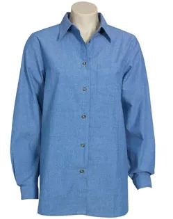 Ladies Long Sleeve Wrinkle Free Chambray Shirt_1