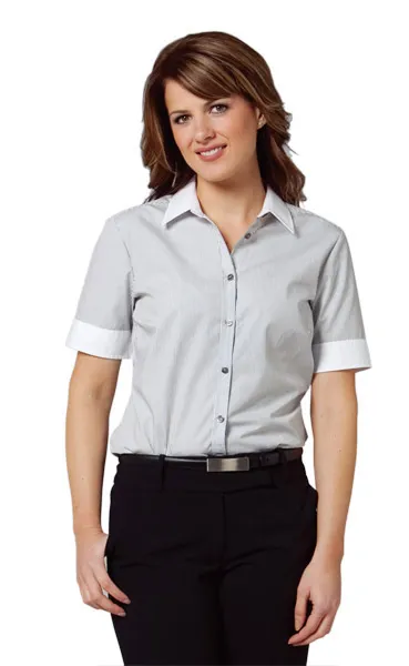 Women?s Tic Stripe Short Sleeve Shirt_1
