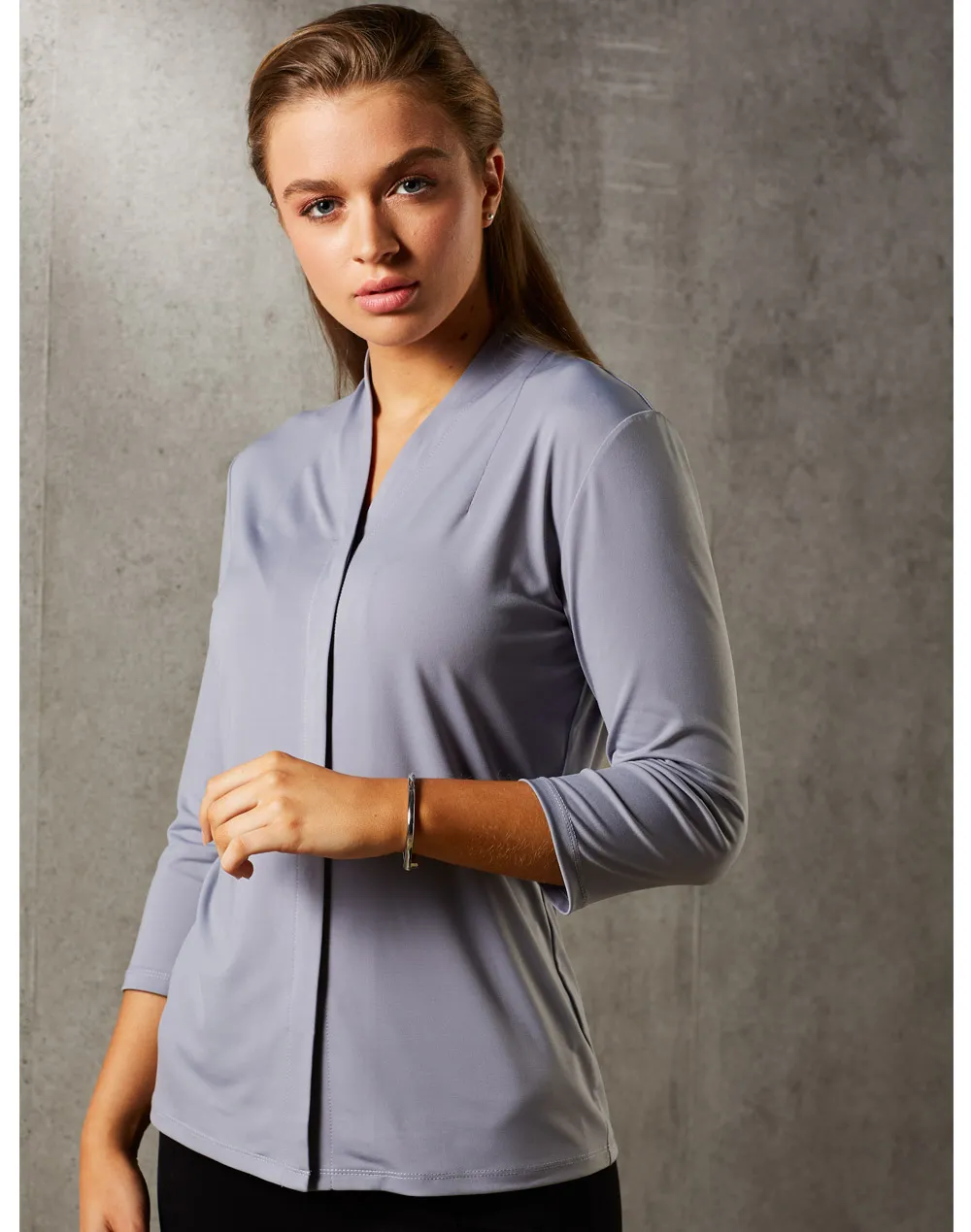 LADIES 3/4 SLEEVE STRETCH KNIT TOP ISABEL_2