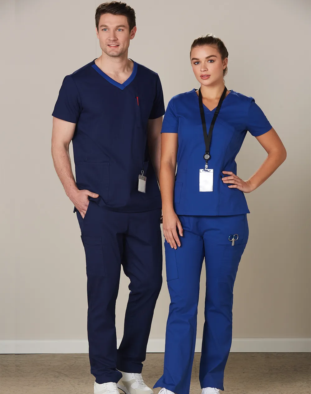Ladies Semi-Elastic Waist Tie Solid Colour Scrub Pants_9