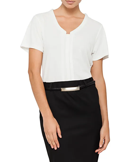 WOMENS RELAXED FIT JERSEY TOP POLYESTER V NECK EASY CARE_13