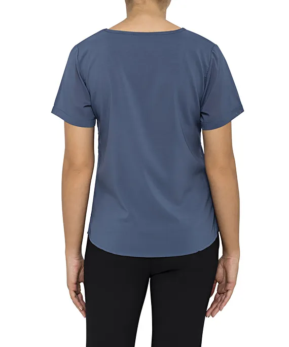 WOMENS RELAXED FIT JERSEY TOP POLYESTER ELASTANE PLEATED SHORT SLEEVE_6
