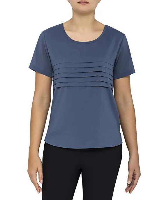 WOMENS RELAXED FIT JERSEY TOP POLYESTER ELASTANE PLEATED SHORT SLEEVE_7