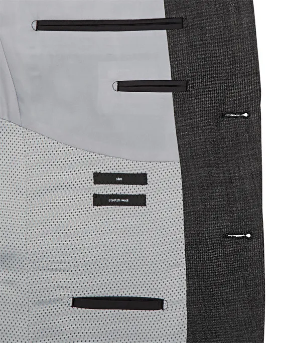 Charcoal Wool 2 Button Single Breasted Suit Jacket_2