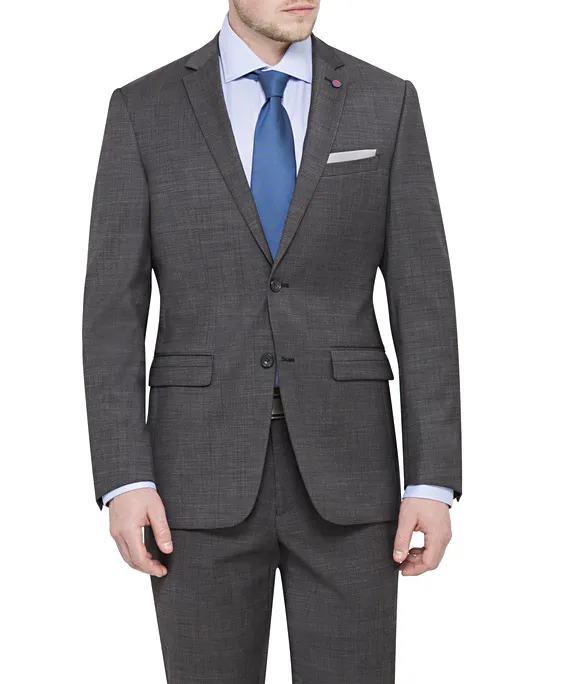 Charcoal Wool 2 Button Single Breasted Suit Jacket_3