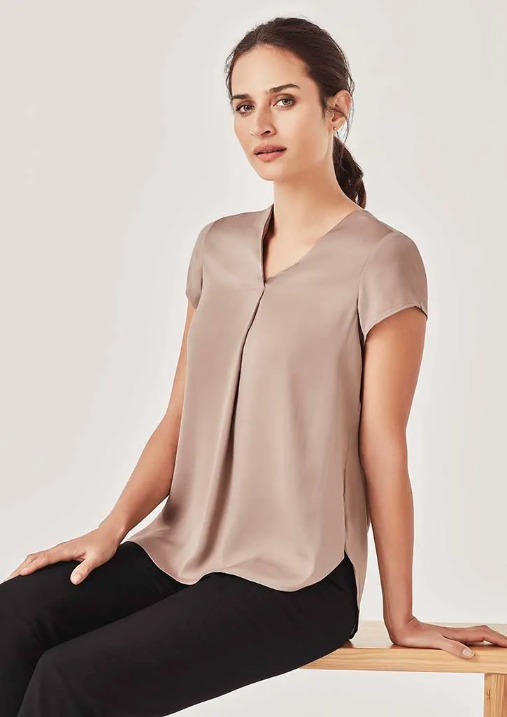 Womens Kayla V-neck Pleat Blouse_1