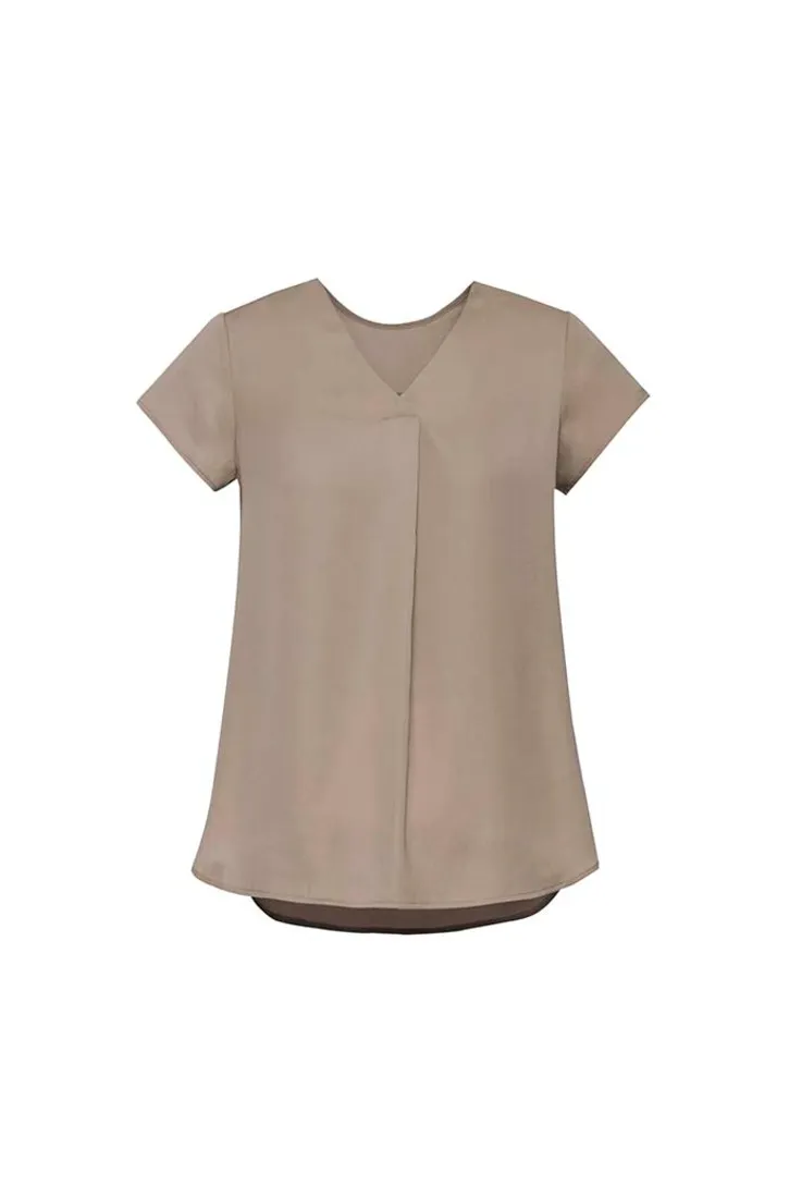 Womens Kayla V-neck Pleat Blouse_14