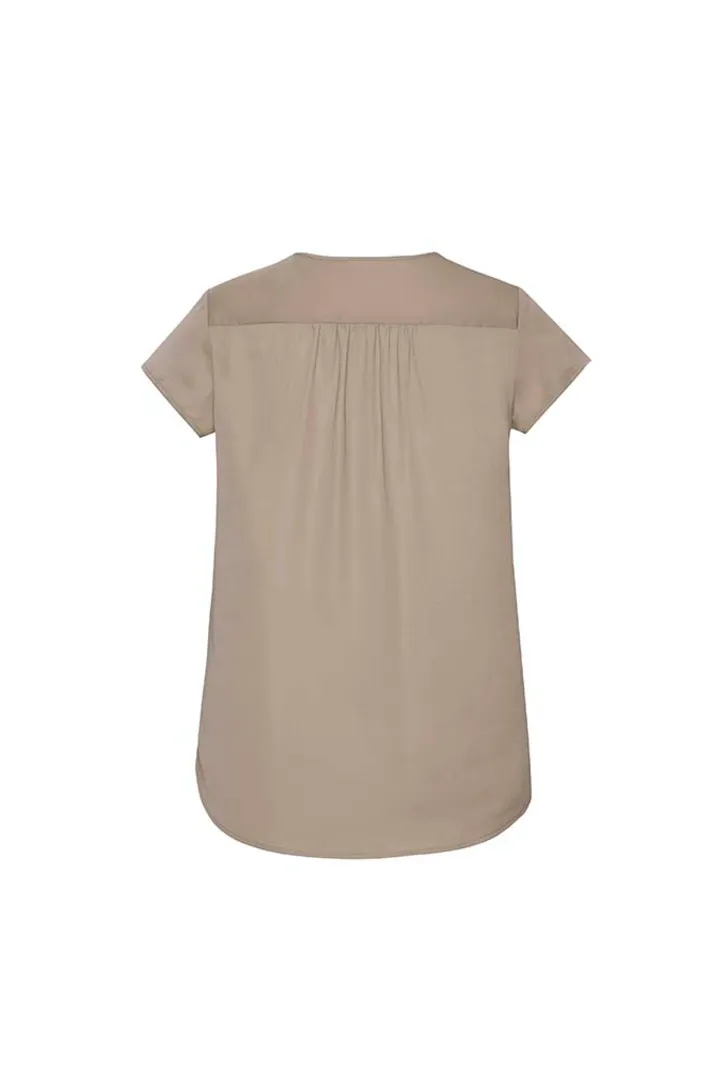 Womens Kayla V-neck Pleat Blouse_15