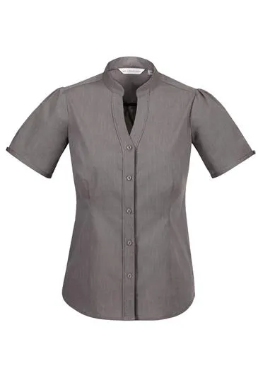 Chevron Ladies Stand Collar Shirt_4