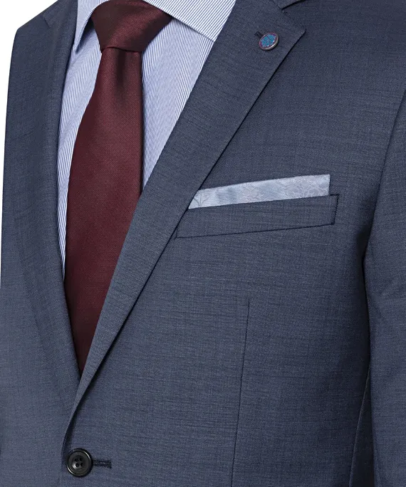BLUE WOOL BLEND 2 BUTTON SINGLE BREASTED SUIT JACKET_3