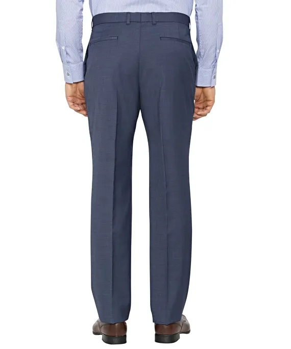 BLUE WOOL BLEND FLAT FRONT SUIT PANTS_2