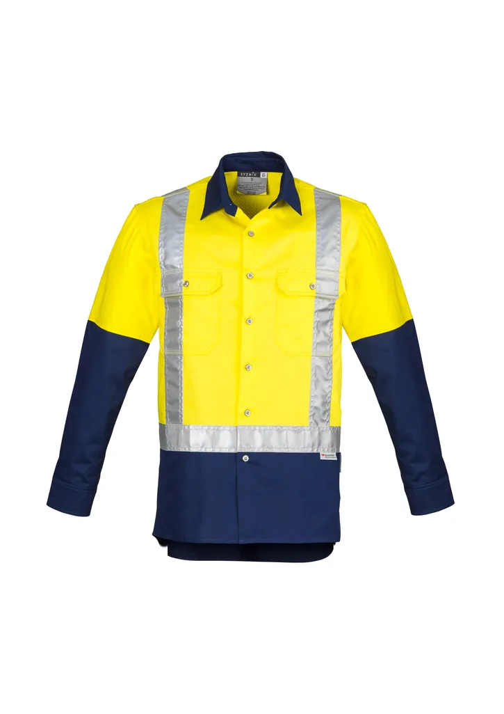 Mens Hi Vis Spliced Industrial Shirt - Shoulder Taped_1