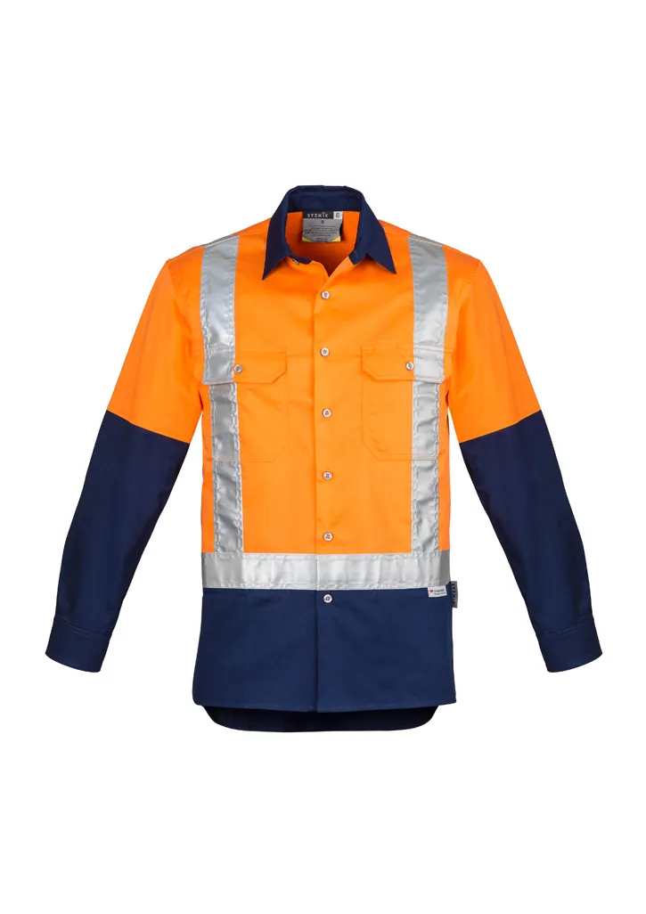 Mens Hi Vis Spliced Industrial Shirt - Shoulder Taped_3