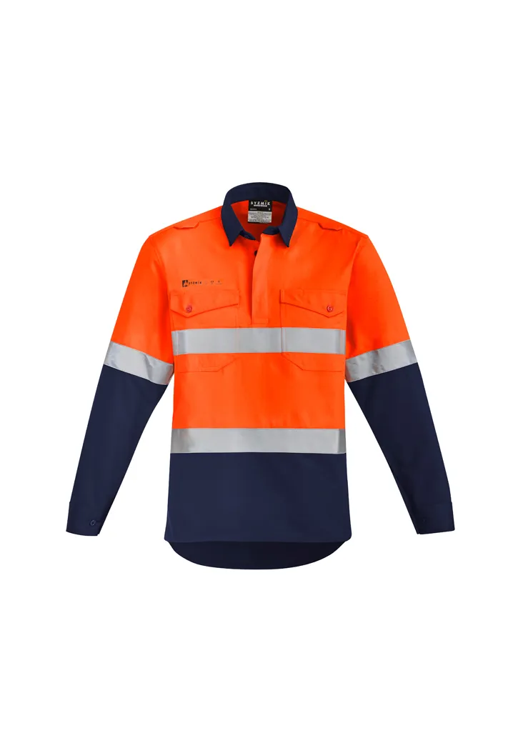 Mens Orange Flame HRC 2 Hoop Taped Closed Front Spliced Shirt_3