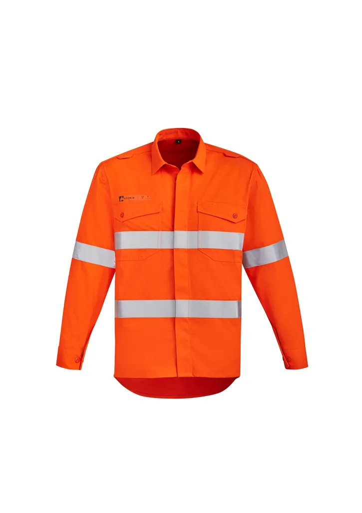 Mens Orange Flame HRC 2 Hoop Taped Open Front Spliced Shirt_1