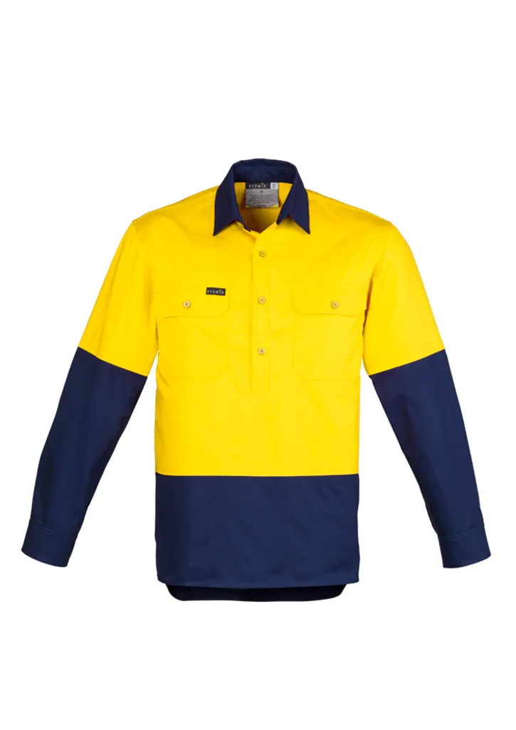 Mens Hi Vis Closed Front L/S Shirt_1