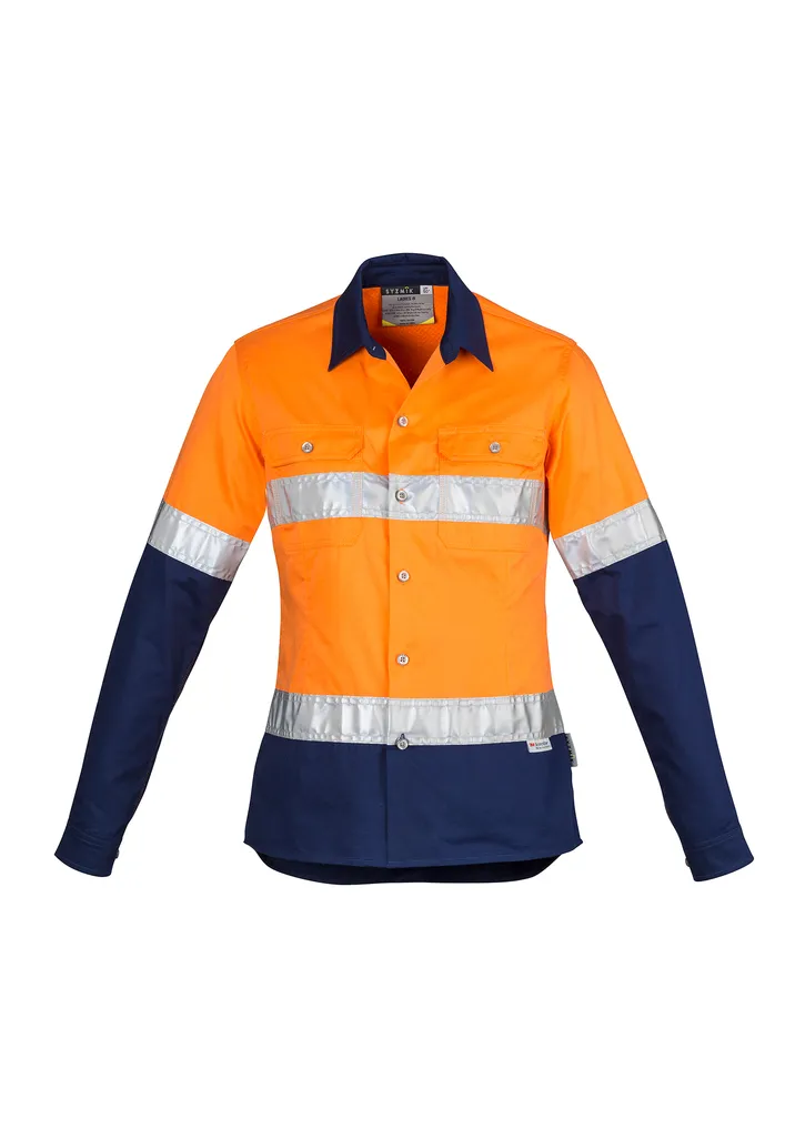 Womens Hi Vis Spliced Industrial Shirt - Hoop Taped_1