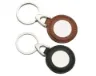 Metal Keyring With Circle Imprinted On Round Leather_1