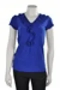 Ladies Cap Slv.ruffle Neck Knit Top_1
