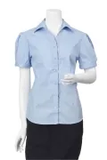 Ladies Short Sleeve Self-stripe Shirt Wrinkle Free_1