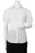 Ladies Short Sleeve Self-stripe Shirt Wrinkle Free_2