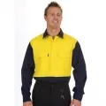 Hivis Two Tone Close Front Cotton Drill Shirtslong Sleeve, Gusset Sleeve_1