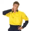 Hivis 2 Tone Cool-breeze Close Front Cotton Shirt-l s_1