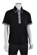 Mens Polo Shirt With Check Trim_1
