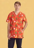 Mens Christmas V-Neck Short Sleeve Scrub_2