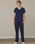Ladies Semi-Elastic Waist Tie Solid Colour Scrub Pants_10
