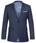 BLUE WOOL BLEND 2 BUTTON SINGLE BREASTED SUIT JACKET_1